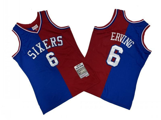 Philadelphia 76ers #6 Julius Erving 76 6 # Blue Red Edition 82-83 Season Mitchell Retro Jersey --.. Irving Style 2