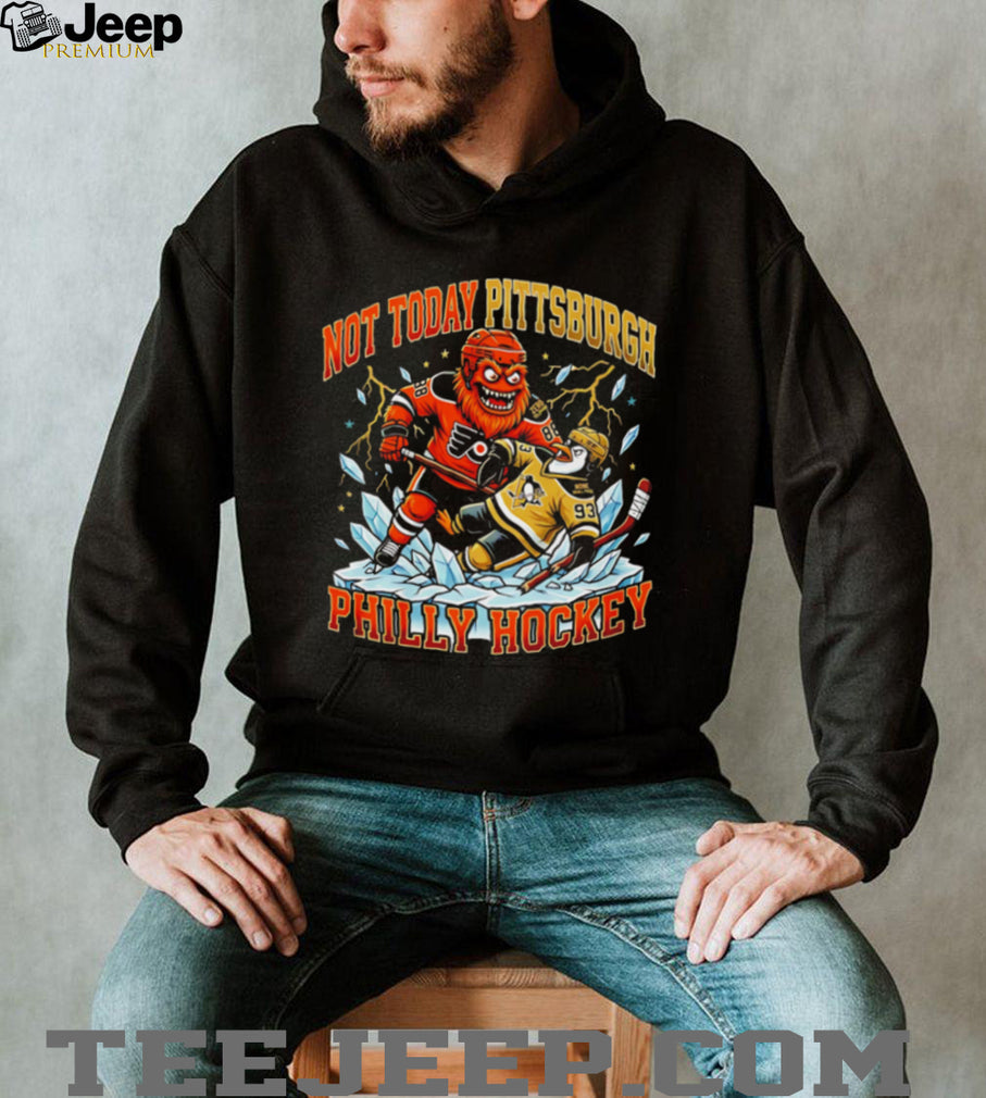 Philly Hockey Gritty Versus Pittsburgh Penguin Rivalry Ice Battle Retro Sports Fans Men T Shirt