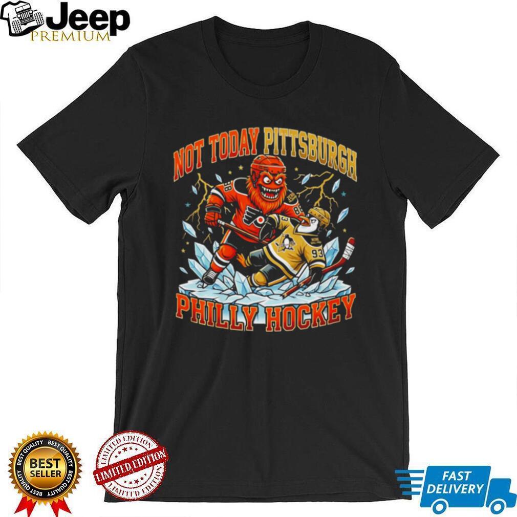 Philly Hockey Gritty Versus Pittsburgh Penguin Rivalry Ice Battle Retro Sports Fans Men T Shirt