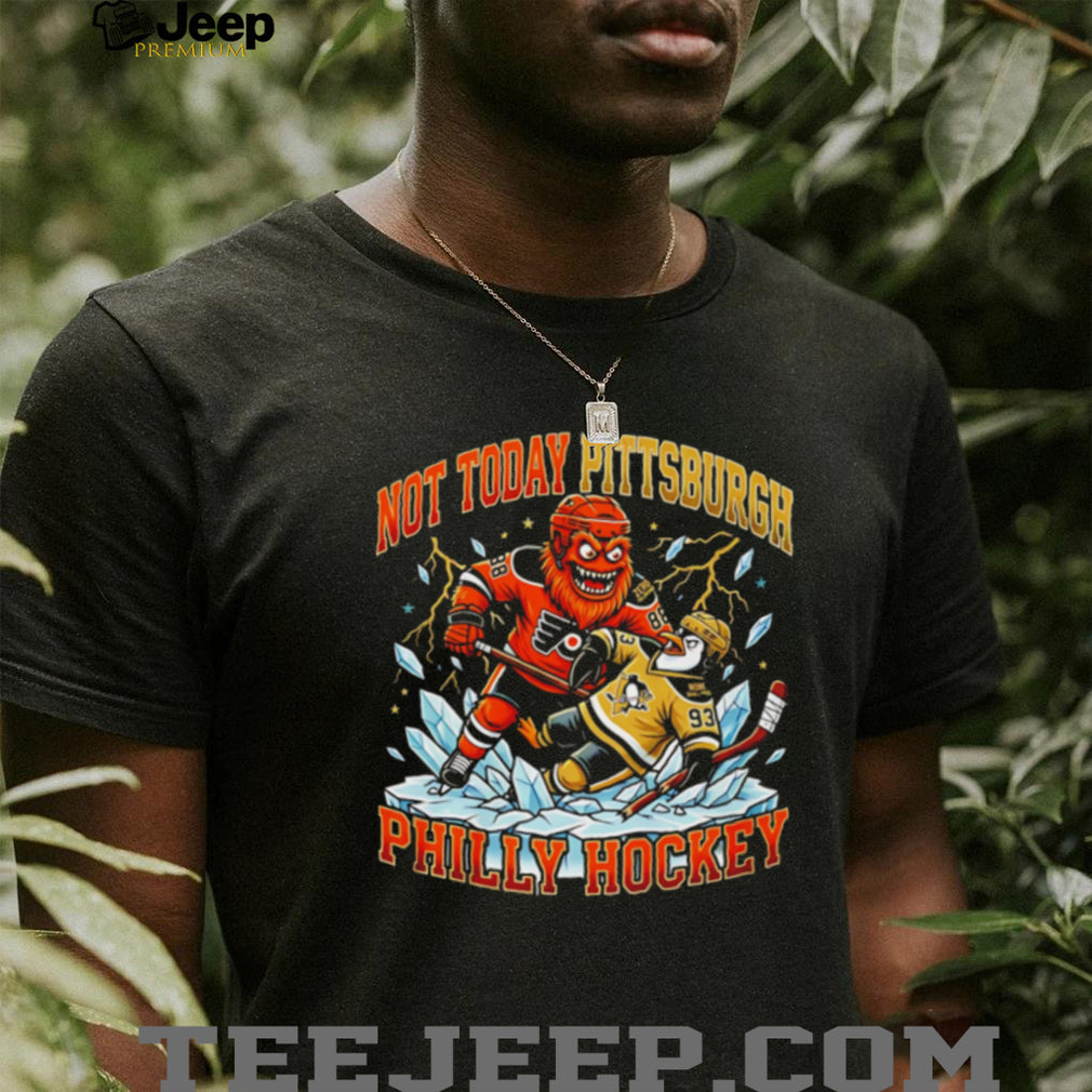 Philly Hockey Gritty Versus Pittsburgh Penguin Rivalry Ice Battle Retro Sports Fans Men T Shirt