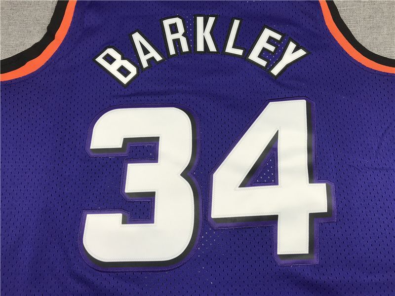 Phoenix Suns #34 Charles Barkley Suns 34 Purple Gold Logo Style 1