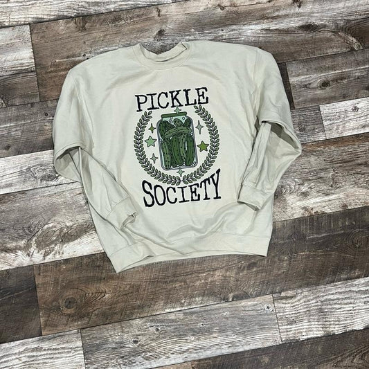 Pickle Society Tan Crewneck Sweater  - Unisex Fit - Cotton sweatshirt