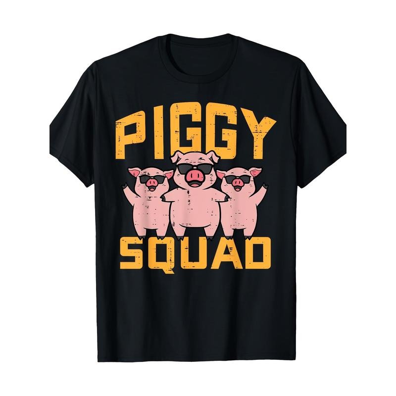 Pig Lover Piggy Squad Hog Farmer Crew Swine T-Shirt-100% Cotton  made in usa