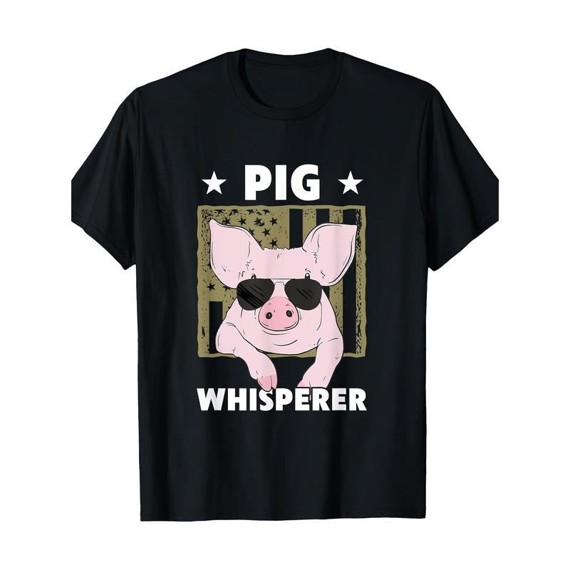 Pig Whisperer Funny Pig Design Hog Farmer T-Shirt100% Cotton  made in usa