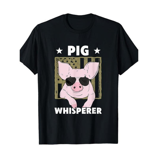Pig Whisperer Funny Pig Design Hog Farmer T-Shirt100% Cotton  made in usa
