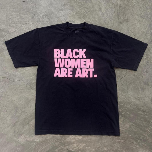 Pink Black Women Are Art Unisex Oversized T-Shirt Heavy Duty Fabric