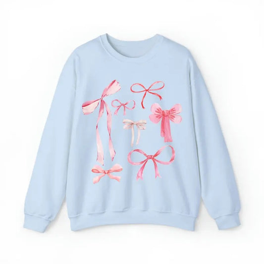 Pink Bow Crewneck Sweatshirt, Bow Sweatshirt, Pink Bow Sweater,  Coquette Aesthetic Shirt, Valentines Sweatshirt, Gifts For Her, Long Sleeve Crewneck Shirt, Valentine's Day Gifts For Her Fit Unisex