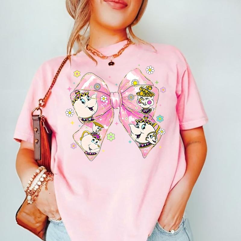 Pink Bow Mrs. Potts & Chip T-Shirt – Cute Beauty and the Beast Inspired Tee Hoodie, Sweatshirt | WearSparks.com
