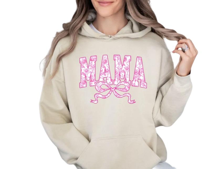 Pink Chinoiserie Mama Coquette Shirt, Mama Hoodie, Floral Mama Sweatshirt, Floral Chinoiserie Tee, Mothers Day Gift, Unisex Crewneck Pullover Tee, Crewneck Top