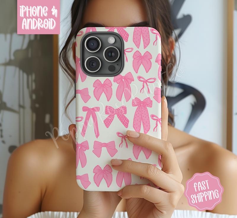 Pink Coquette Bows Phone Case Mag Safe Compatible Magnetic Tough Cases T-Shirts, Hoodie, Sweatshirt | WearSparks.com