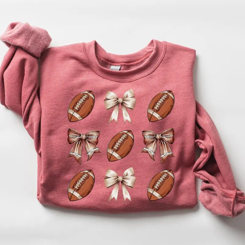 Pink Coquette Football Sweatshirt, Football Mom Sweatshirt, Sports Mom Gift, Gameday Sweatshirt, Football Gift Sweatshirt, Pink Coquette Sweatshirt, Football Bow Sweatshirt