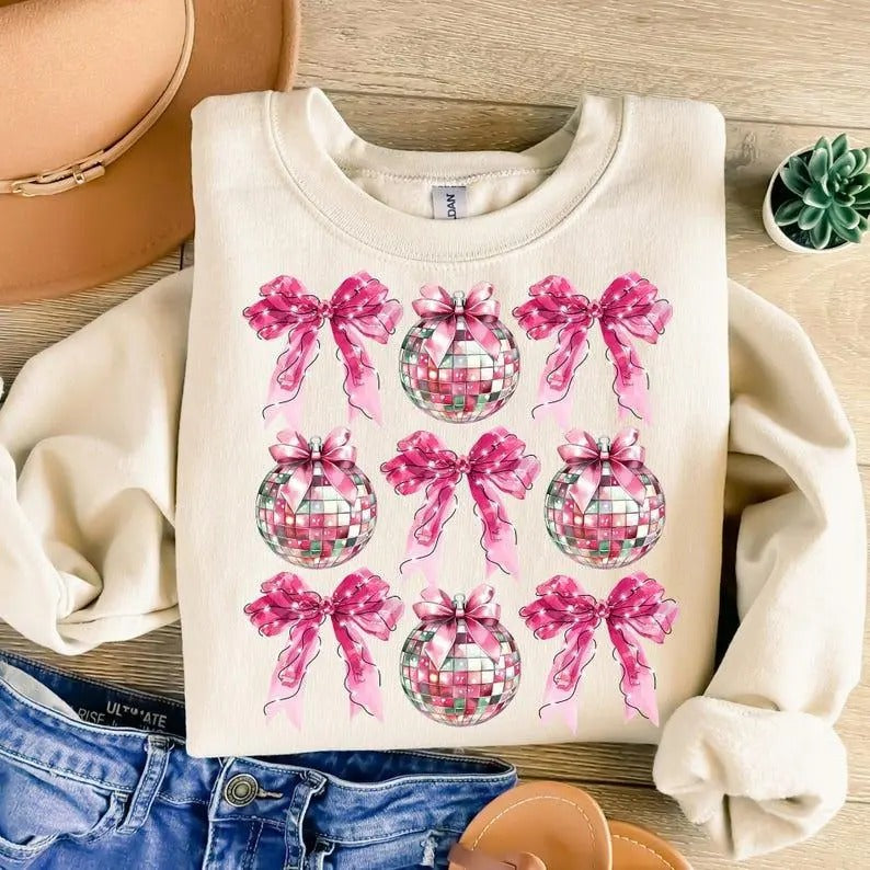 Pink Coquette New Year 2025 Shirt, Retro New Years Shirt, Disco Ball Shirt, New Year New Me Shirt, 12 New Chapters, Hello 2025 Shirt, Coquette Bow