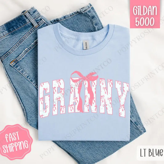 Pink Granny Bow Shirt Gildan, Women's Tee, Cute Women's Tshirt Plus Sizes Hoodie, Sweatshirt | WearSparks.com