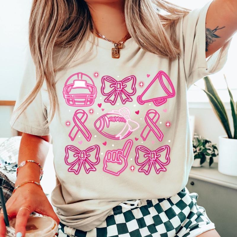 Pink Neon Baseball Shirt, Neon Baseball Sweatshirt, Neon Football Pink Out Shirt, Breast Cancer Bow Shirt, Gameday T-Shirt, Sports Mom Tee