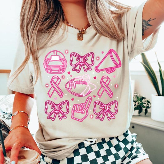 Pink Neon Baseball Shirt, Neon Baseball Sweatshirt, Neon Football Pink Out Shirt, Breast Cancer Bow Shirt, Gameday T-Shirt, Sports Mom Tee