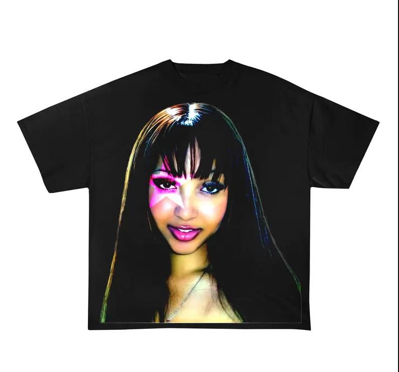 Pink Star Black Shirt, Pantheresss Cute T Shirt Cotton Fabric