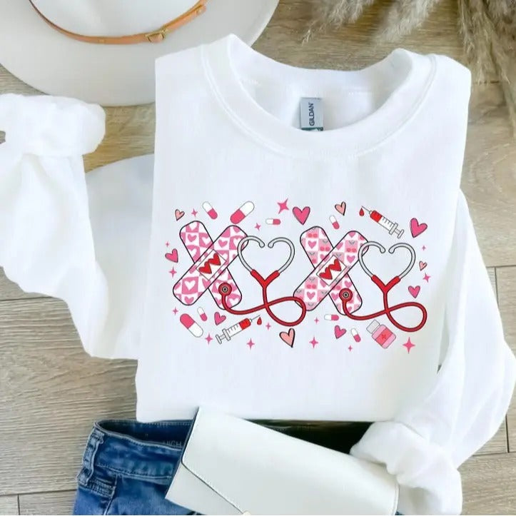 Pink Valentine Nurse Shirt, Valentine School Nurse Shirt, Nursing Valentine Shirt, Valentine Coquette Bow Shirt, Valentine Gift For Nurse, Nurse Holiday Shirt, Gift For Her