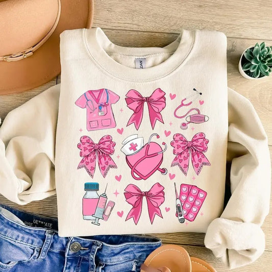Pink Valentine Nurse Sweatshirt Valentine Nurse Coquette , Cupids Favorite Nurse , Nurse Valentines  , Valentines Day