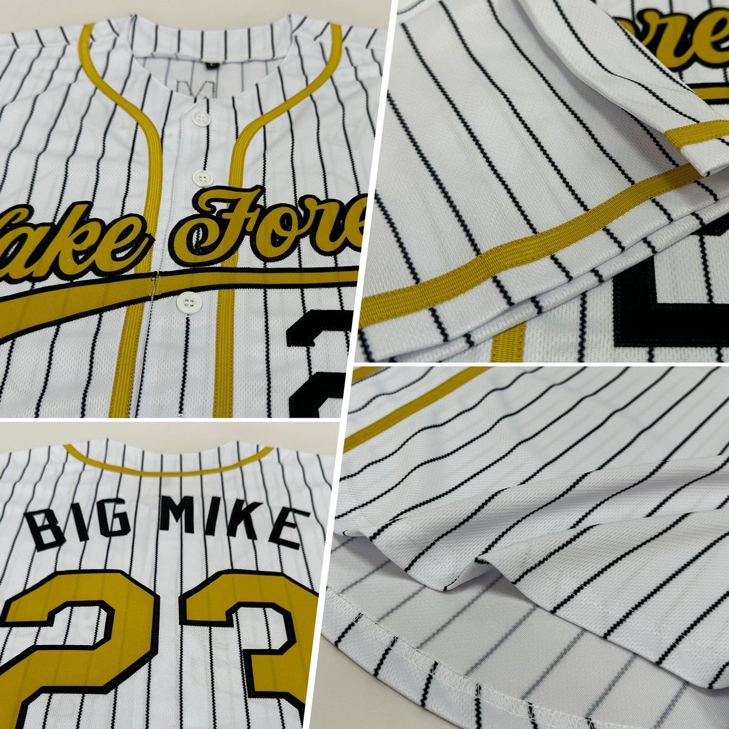 Custom Green White Pinstripe White-Orange Authentic Baseball Jersey