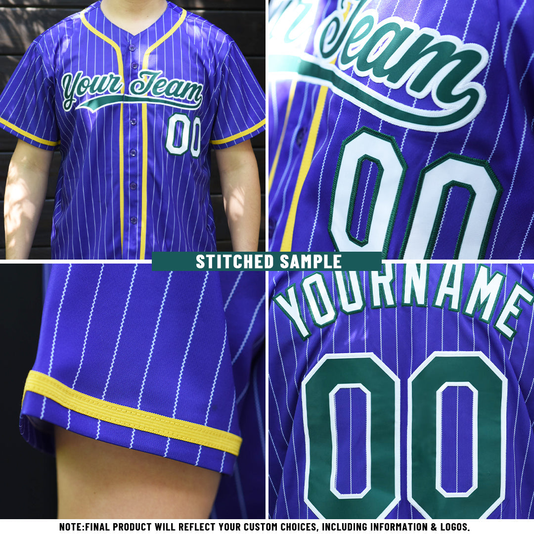 Custom Green White Pinstripe White-Orange Authentic Baseball Jersey