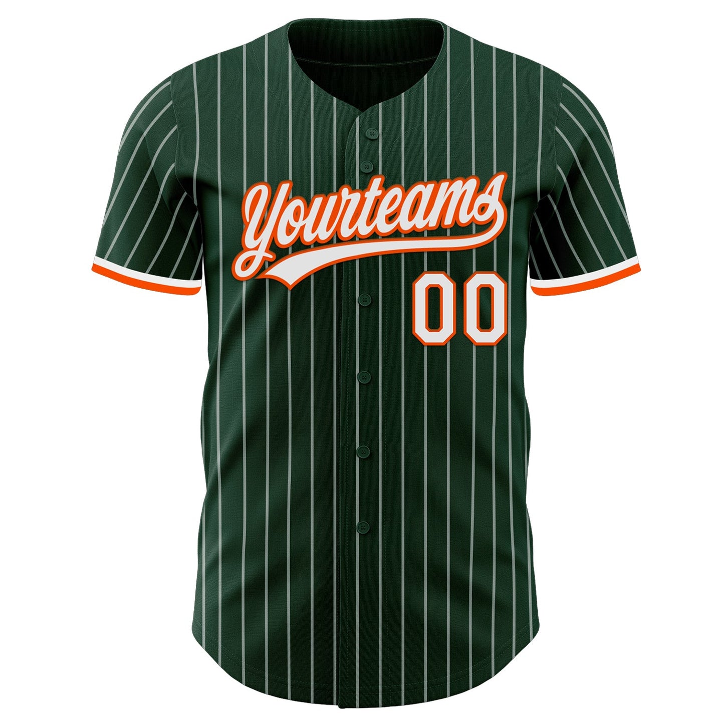 Custom Green White Pinstripe White-Orange Authentic Baseball Jersey