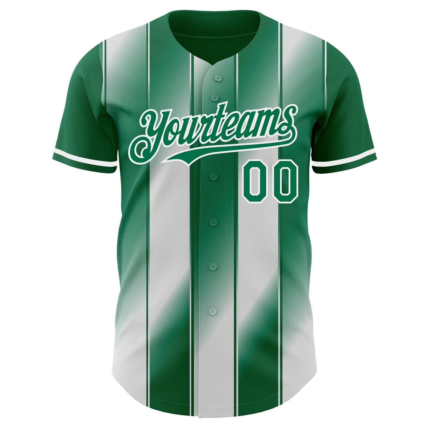 Custom Kelly Green-White Gradient Classic Vertical Stripe Authentic Baseball Jersey
