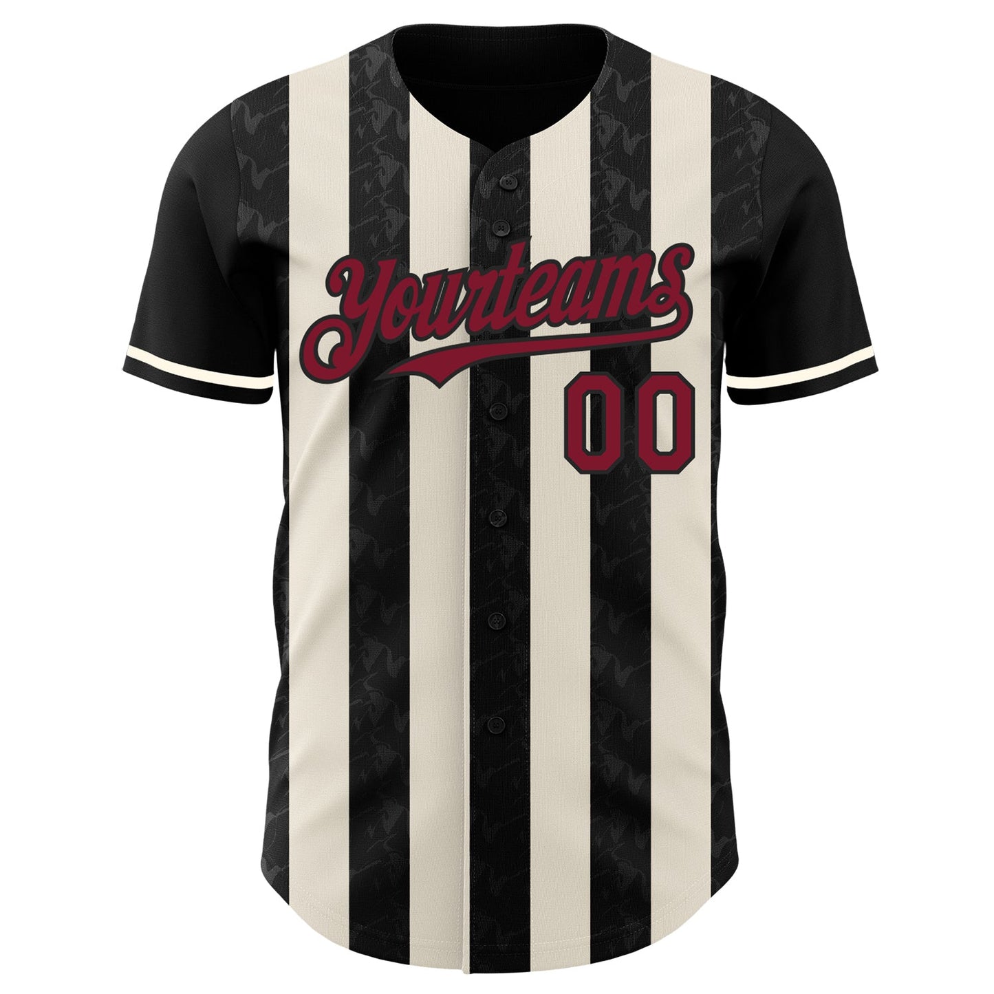 Custom Black Crimson-Cream Classic Vertical Stripe Fluid Liquid Texture Authentic Baseball Jersey