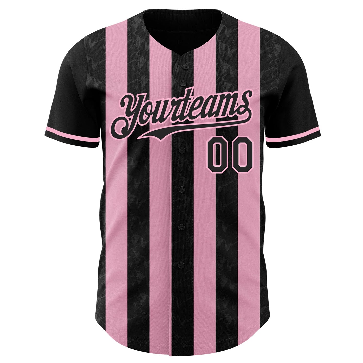Custom Black-Light Pink Classic Vertical Stripe Fluid Liquid Texture Authentic Baseball Jersey