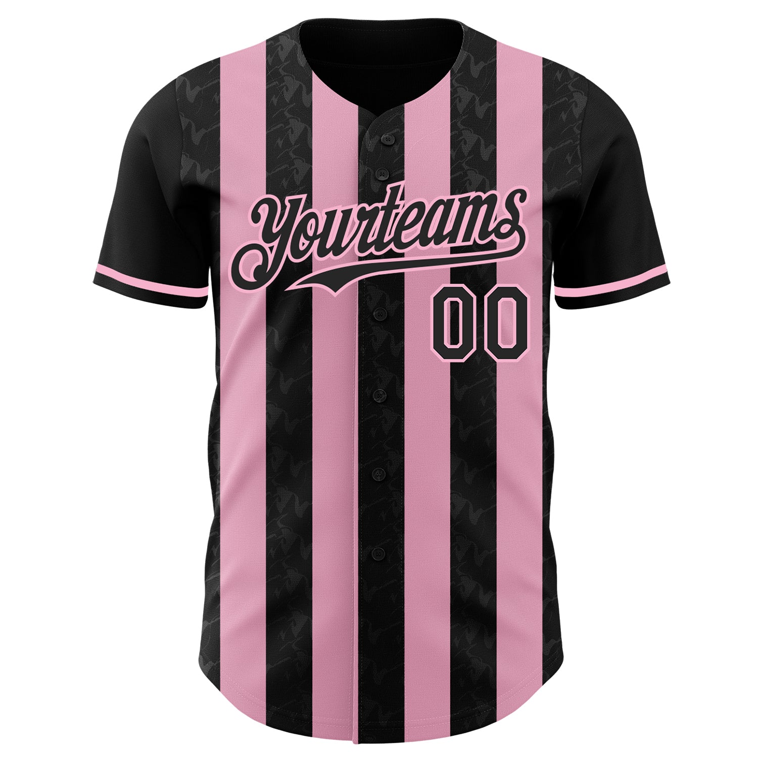 Custom Black-Light Pink Classic Vertical Stripe Fluid Liquid Texture Authentic Baseball Jersey