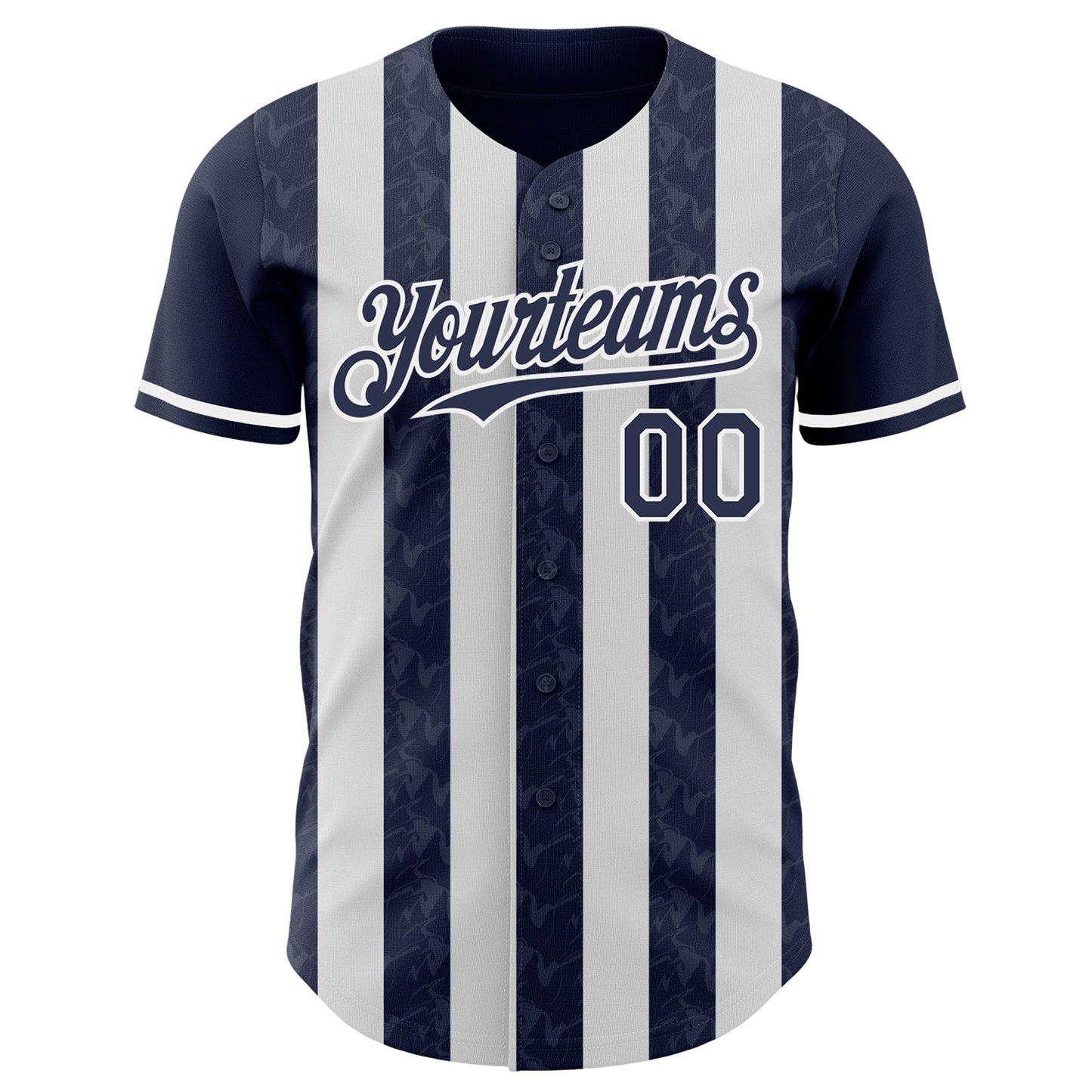 Custom Navy-White Classic Vertical Stripe Fluid Liquid Texture Authentic Baseball Jersey
