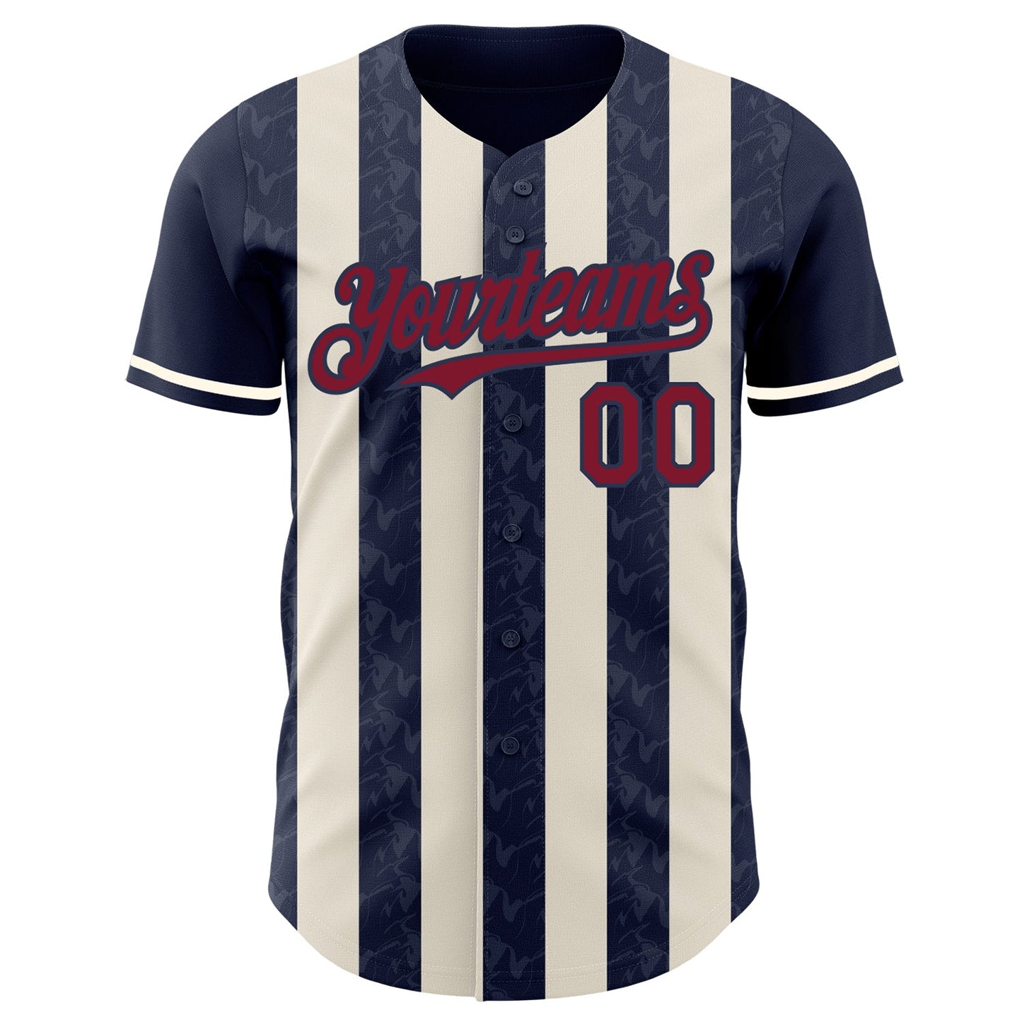 Custom Navy Crimson-Cream Classic Vertical Stripe Fluid Liquid Texture Authentic Baseball Jersey