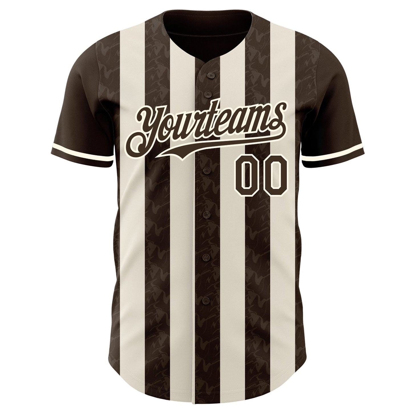 Custom Brown Cream-Cream Classic Vertical Stripe Fluid Liquid Texture Authentic Baseball Jersey
