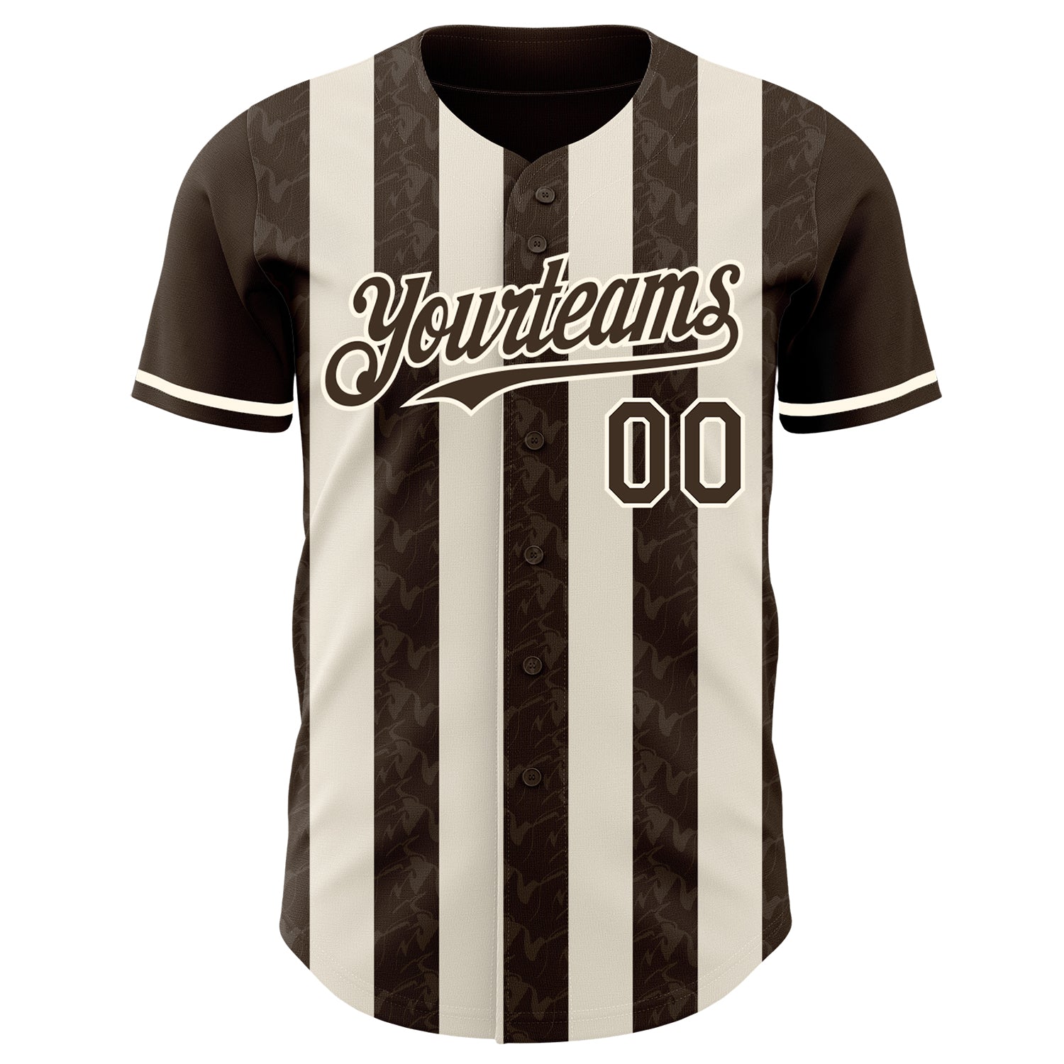 Custom Brown Cream-Cream Classic Vertical Stripe Fluid Liquid Texture Authentic Baseball Jersey