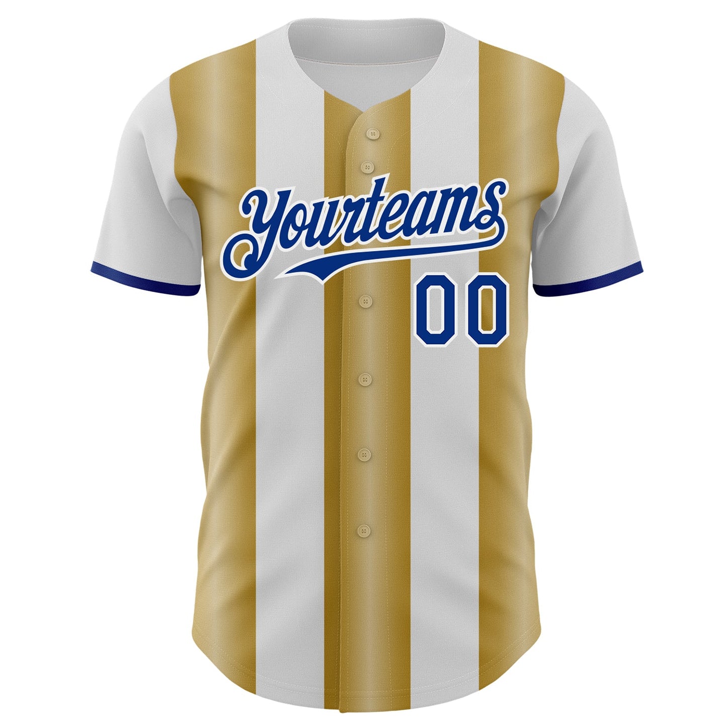 Custom White Royal-Old Gold Gradient Vertical Stripe Argentina Style Authentic Baseball Jersey