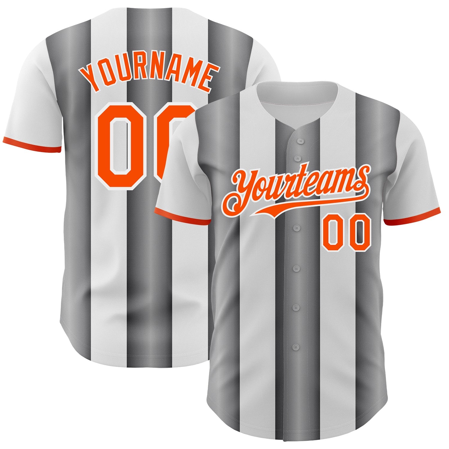 Custom White Orange-Steel Gray Gradient Vertical Stripe Argentina Style Authentic Baseball Jersey