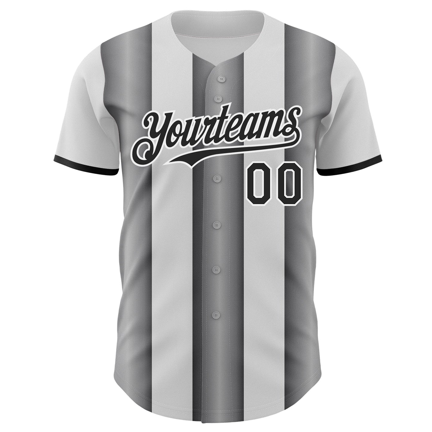 Custom White Black-Steel Gray Gradient Vertical Stripe Argentina Style Authentic Baseball Jersey