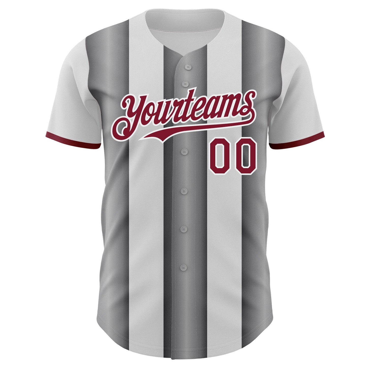 Custom White Crimson-Steel Gray Gradient Vertical Stripe Argentina Style Authentic Baseball Jersey