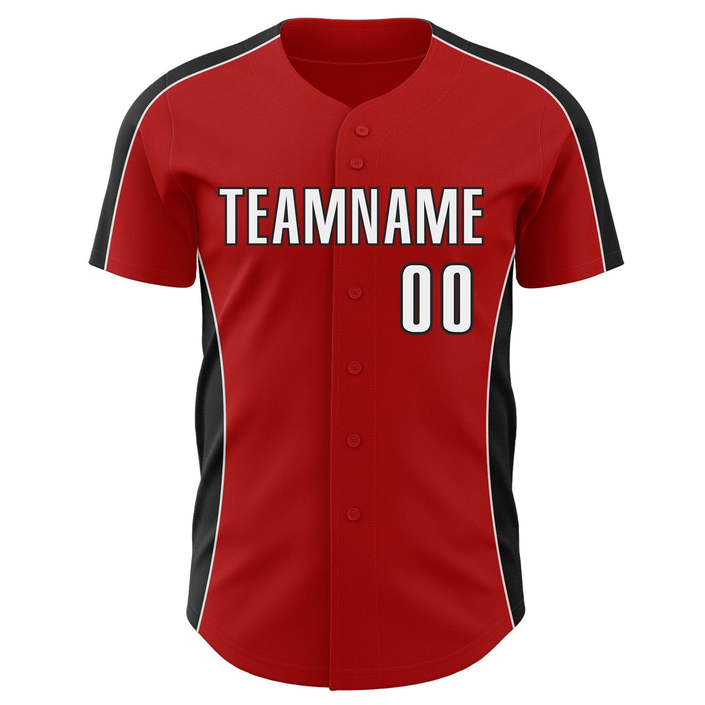 Custom Red White-Black Classic Color Block Side Panel Stripe Authentic Baseball Jersey