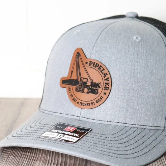 Pipelayer Leather Patch Hat | Funny | Blue Collar, Trades, Pipeliner, Laying Pipe