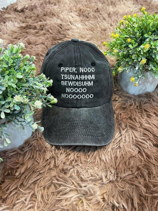 Piper No - Tsunami - Buddhism! No! No! White Lotus Embroidered Hat, Parker Posey Cap, Joke Humor Hat, Gift For White Lotus Movie, Cap For Movie Lovers