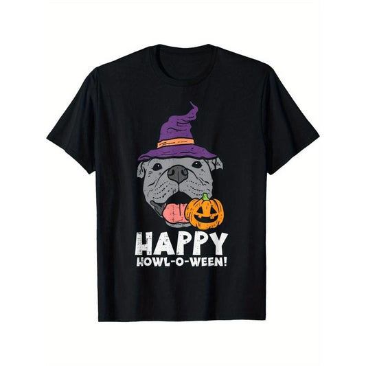 Pit Bull Witch Happy Halloween Pumpkin Halloween Pit Bull dog T-shirt Made in USA