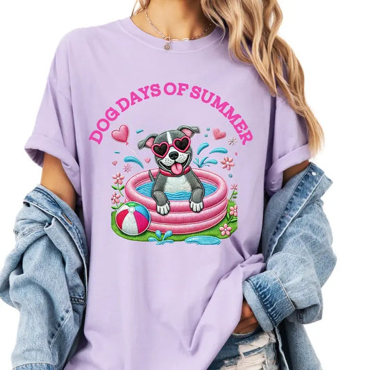 Pitbull Dog Days of Summer Shirt ~ Unisex Apparel Relaxed Fit Printed In The USA Clothing Womenswear Casual Comfort Cotton Top Athletic Boho Chic