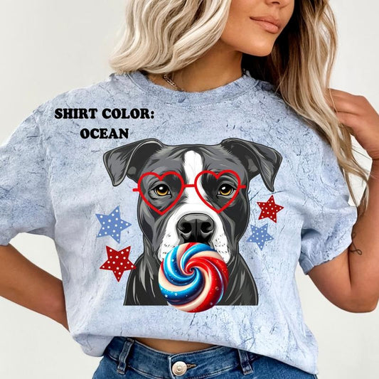 Pitbull July 4th Dog Shirt ~ Unisex Apparel Relaxed Fit Printed In The USA Clothing Womenswear Casual Comfort Cotton Top Athletic Boho Chic