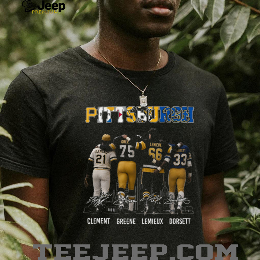 Pittsburgh City Sports Icons Legends Clemente Greene Lemieux Dorsett Vintage Retro Fan Shirt