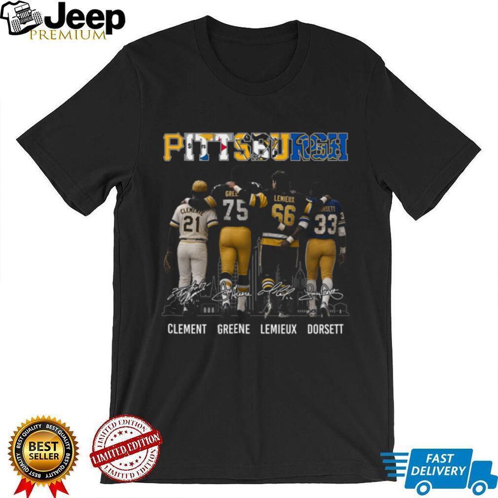 Pittsburgh City Sports Icons Legends Clemente Greene Lemieux Dorsett Vintage Retro Fan Shirt