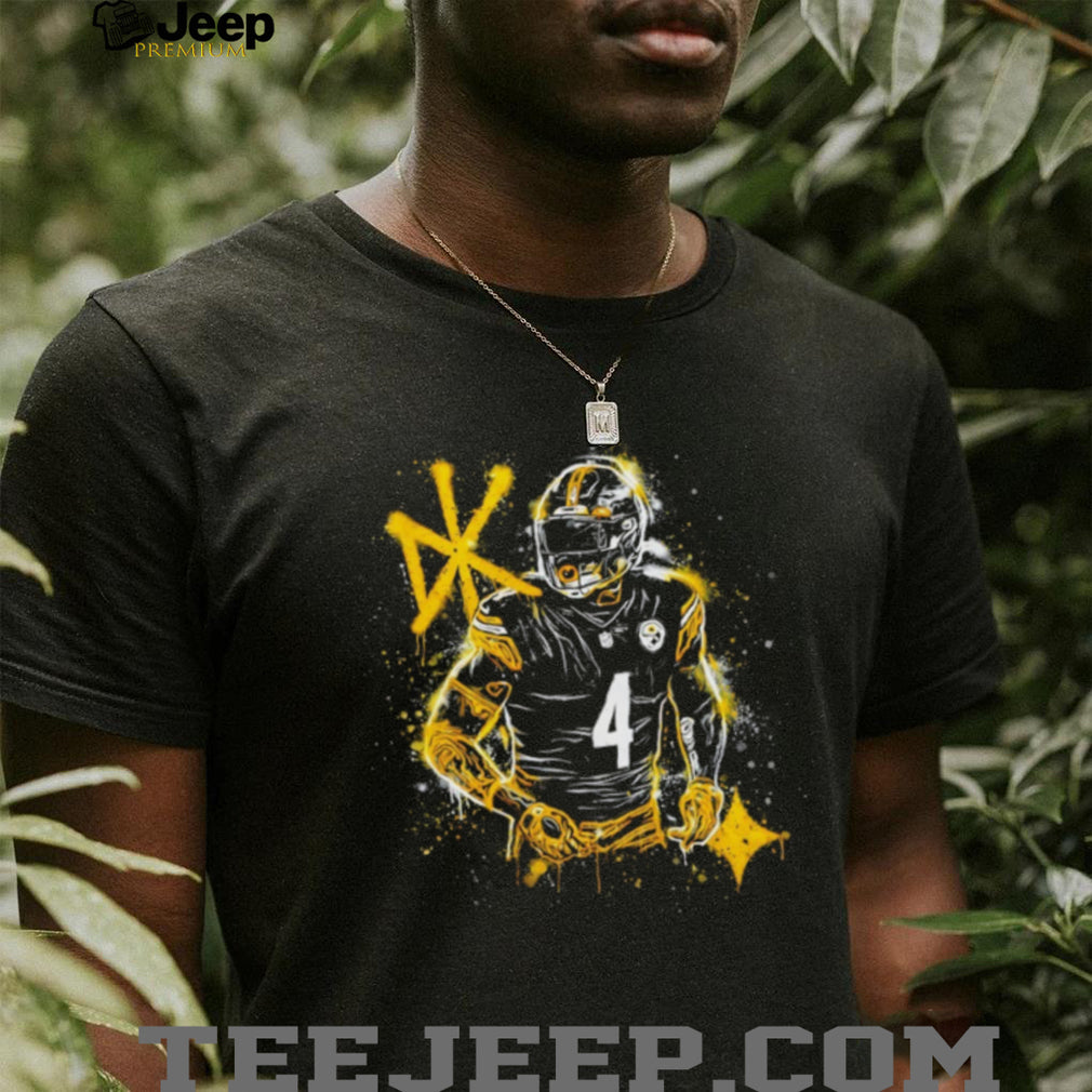 Pittsburgh Football Number 4 Splatter Helmet Graphic T Shirt