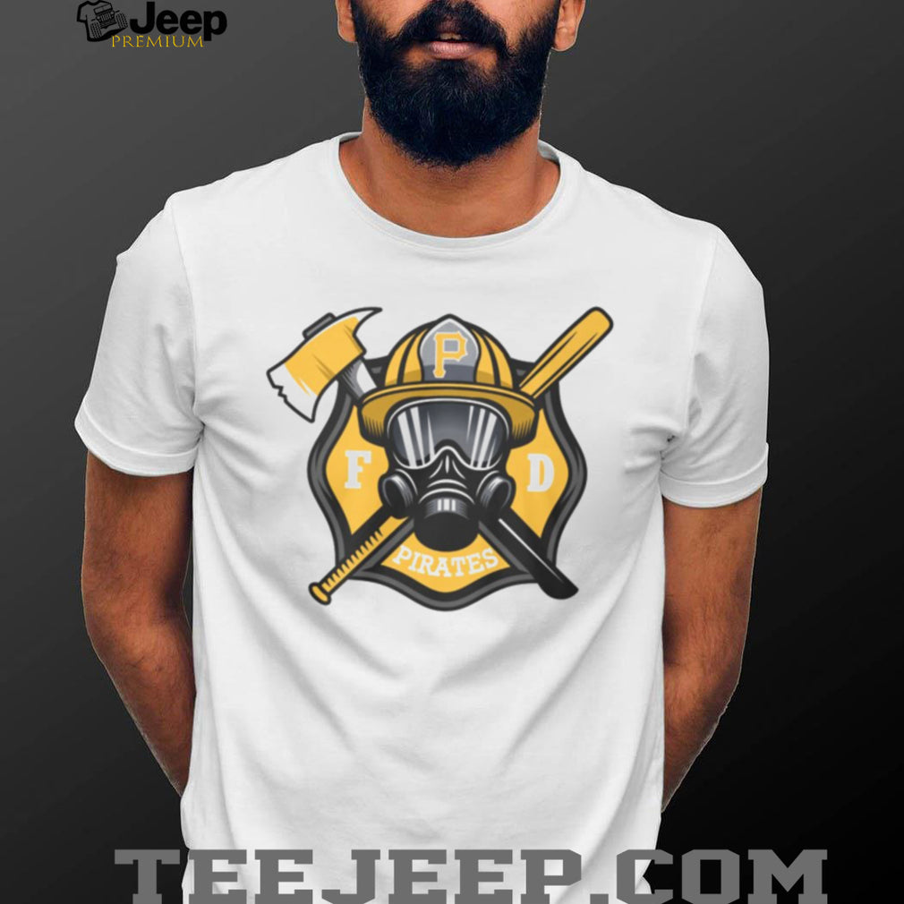 Pittsburgh Pirates Fire Department FD Logo Baseball Fans First Responders White T Shirt