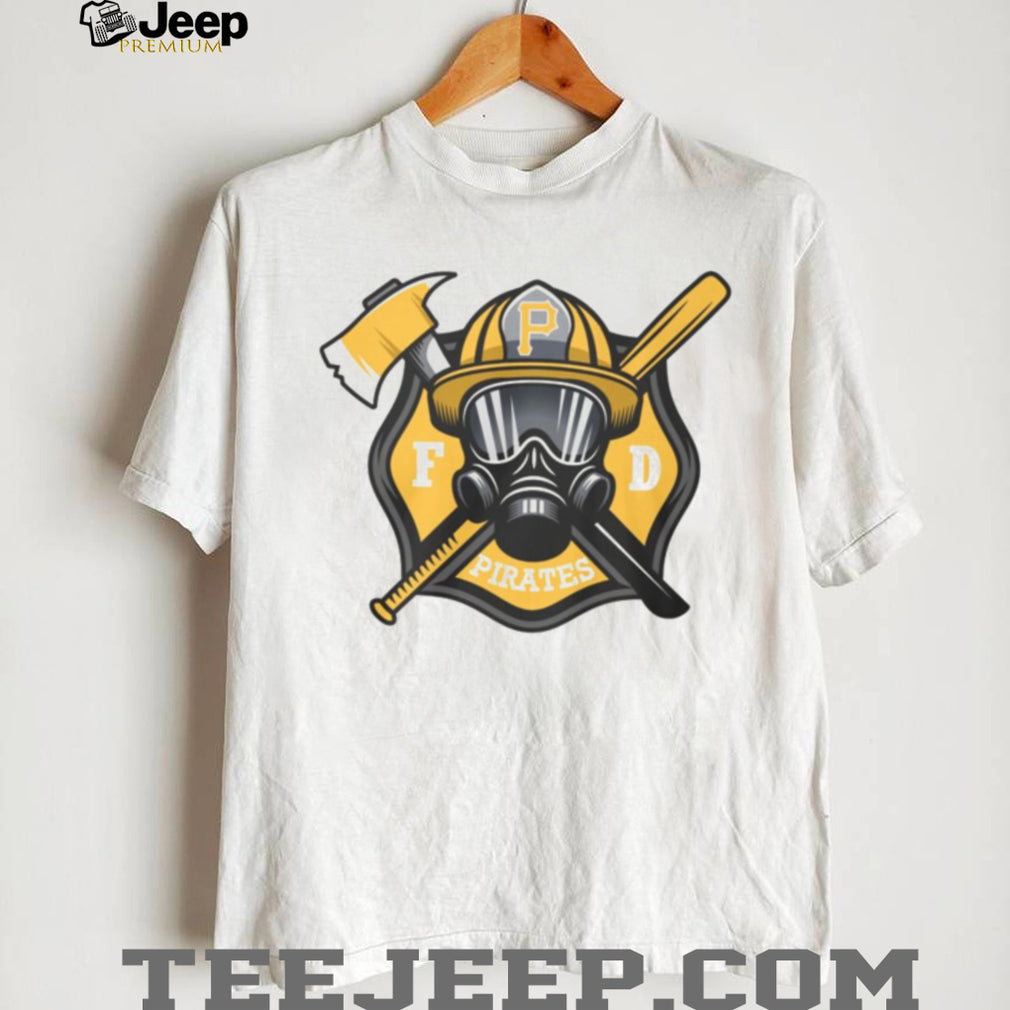Pittsburgh Pirates Fire Department FD Logo Baseball Fans First Responders White T Shirt