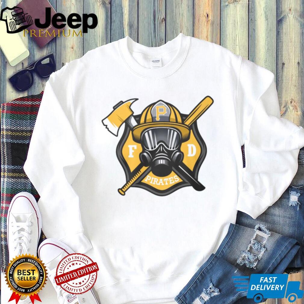 Pittsburgh Pirates Fire Department FD Logo Baseball Fans First Responders White T Shirt