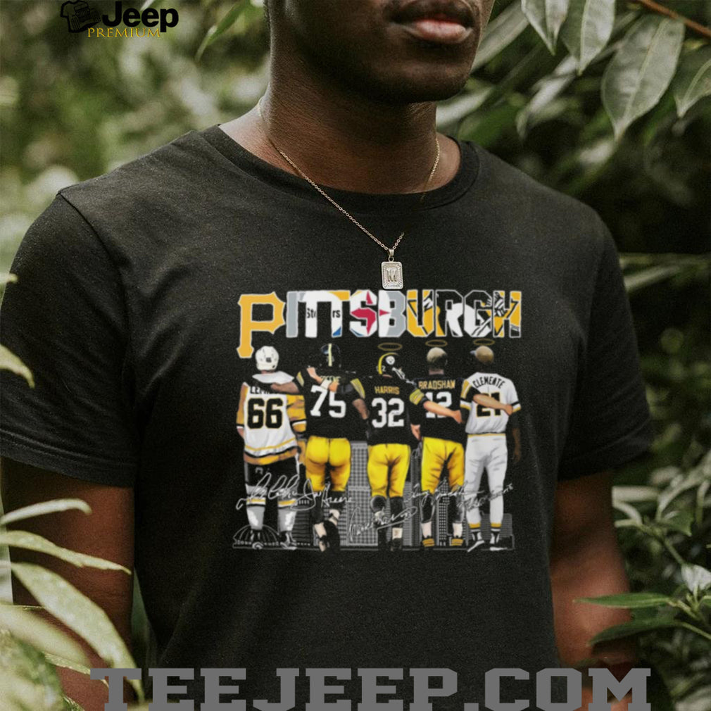 Pittsburgh Skyline Sports Legends T Shirt Five Iconic Champions Graphic